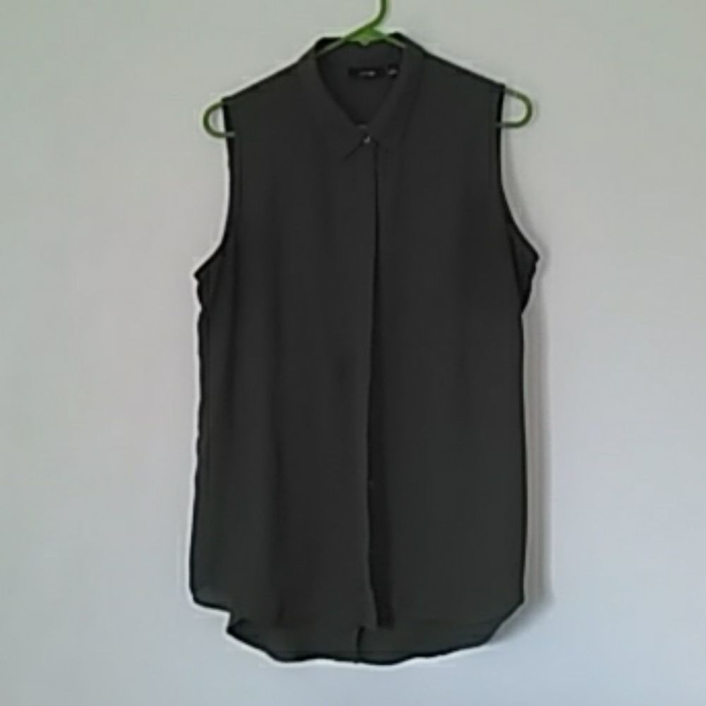 APT9 Blouse Green Popover Hi Lo Popover Sleeveless